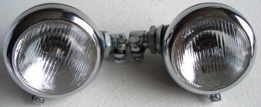 Hauptscheinwerfer Willy Ø 105 mm Glas gewölbt liegend Steckanschluß mit Chromring