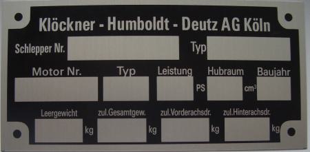 Typenschild für Deutz 105 mm x 51 mm