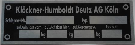 Typenschild für Deutz 105 mm x 37 mm
