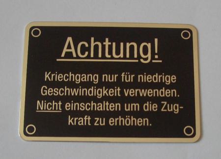 Hinweisschild "Achtung" 74 mmx 52 mm