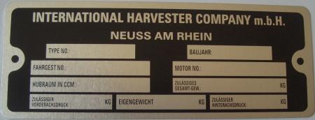 Typenschild für IHC 130 mm x 49 mm