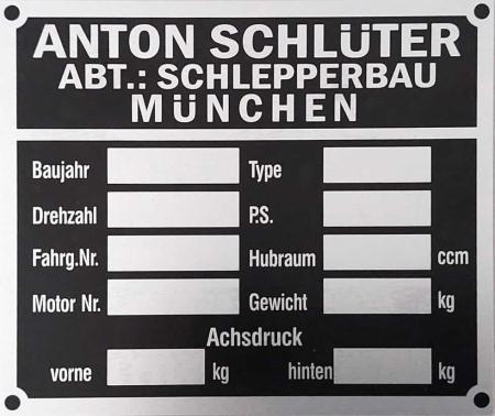 Typenschild für Schlüter 100 mm x 85 mm