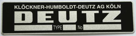 Typenschild für Deutz 135 mm x 34 mm