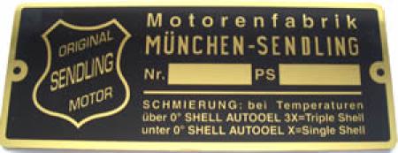 Typenschild für Sendling 100 mm x 40 mm