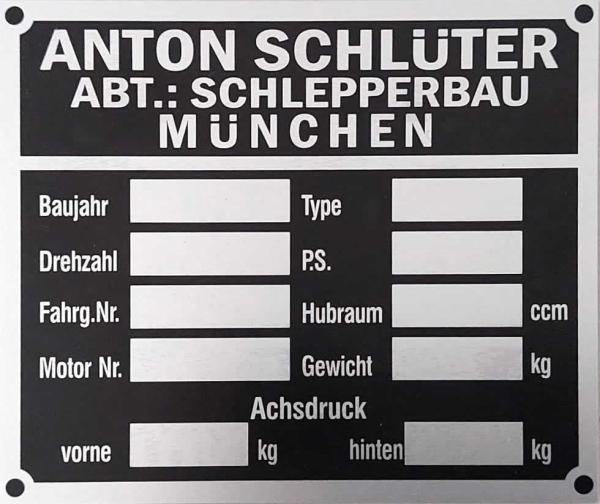 Typenschild für Schlüter 100 mm x 85 mm