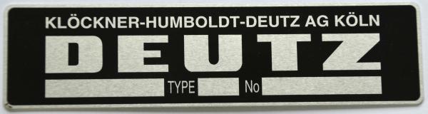 Typenschild für Deutz 135 mm x 34 mm