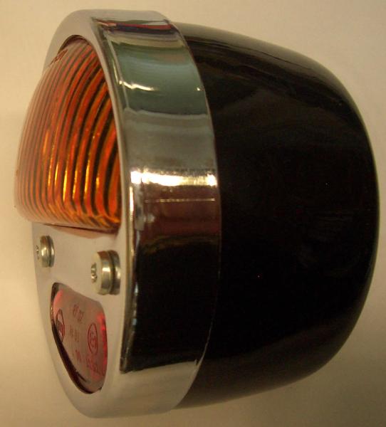 Schluss-, Blink-, (Brems-) Leuchte Willy Glas orange/rot Chromring