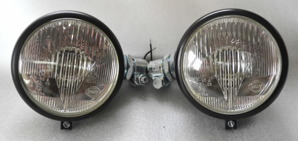 Hauptscheinwerfer Willy Ø 130 mm Steckanschluß liegend Ø 24 mm mit schwarzem Ring