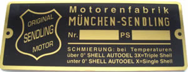 Typenschild für Sendling 100 mm x 40 mm