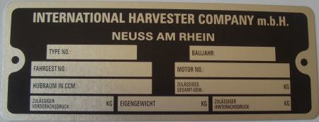 Typenschild für IHC 130 mm x 49 mm