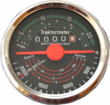 Traktormeter Betriebsstundenzähler Tacho für MF Ferguson mit km/h Anzeige D 85mm 