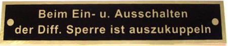 Hinweisschild Diff. Sperre für Porsche-Diesel und Fendt
