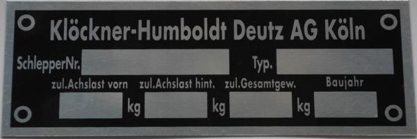 Typenschild für Deutz 105 mm x 37 mm